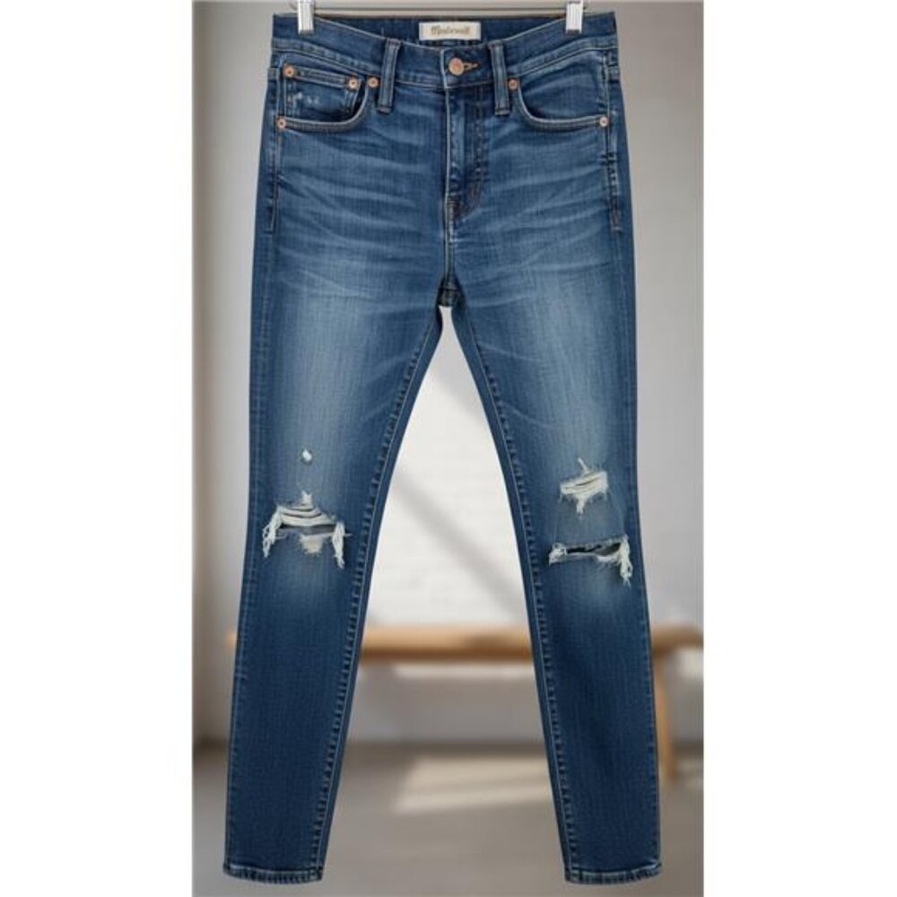 Madewell 9 High Riser Skinny Jeans Womens 24 Distressed Blue Stretch Denim